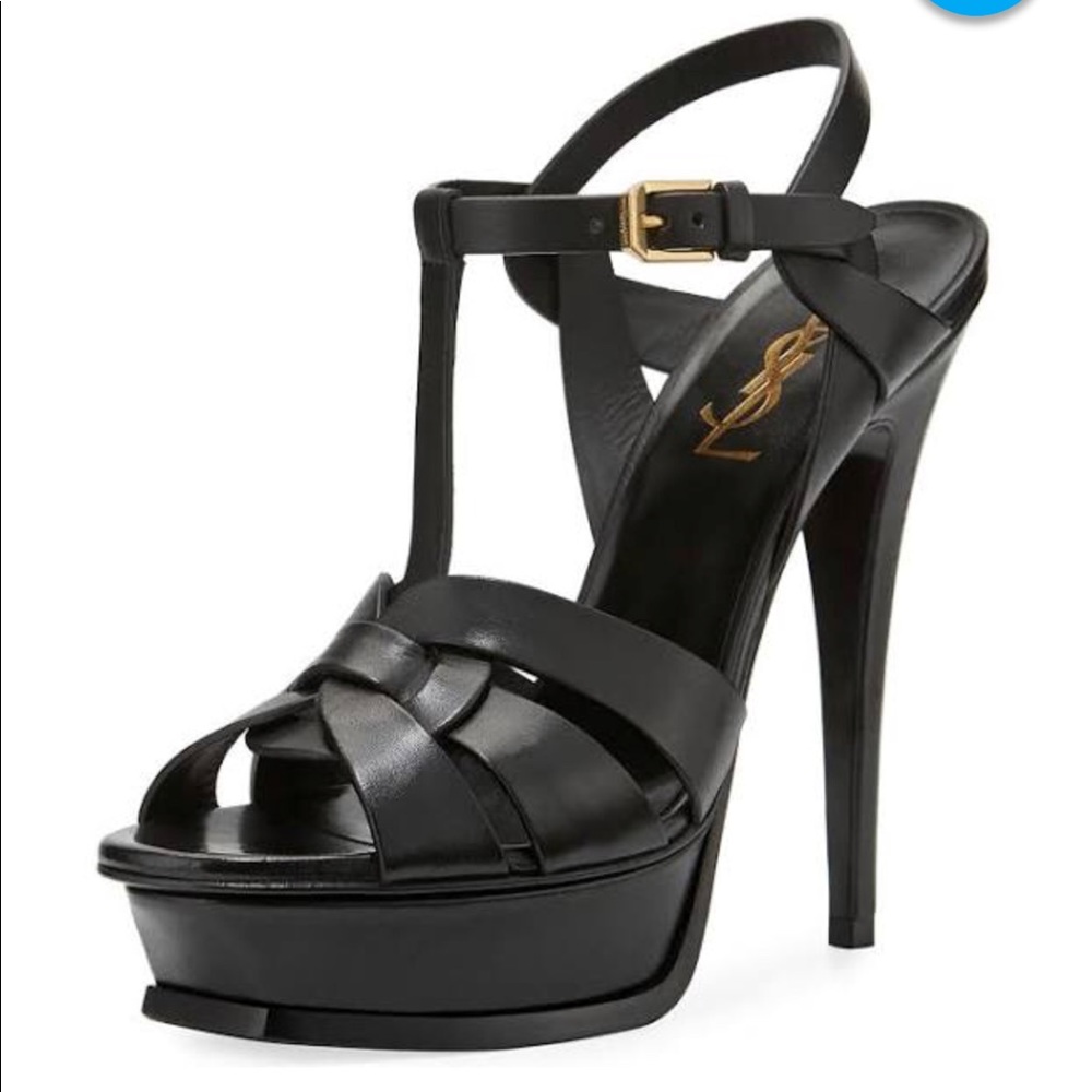 Saint Laurent Tribute Leather Platform Sandal